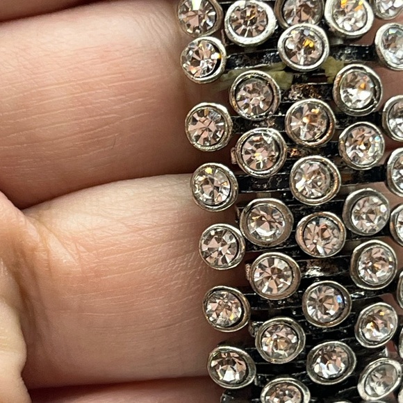 Vintage Silver and Rhinestone Bracelet - Picture 5 of 12